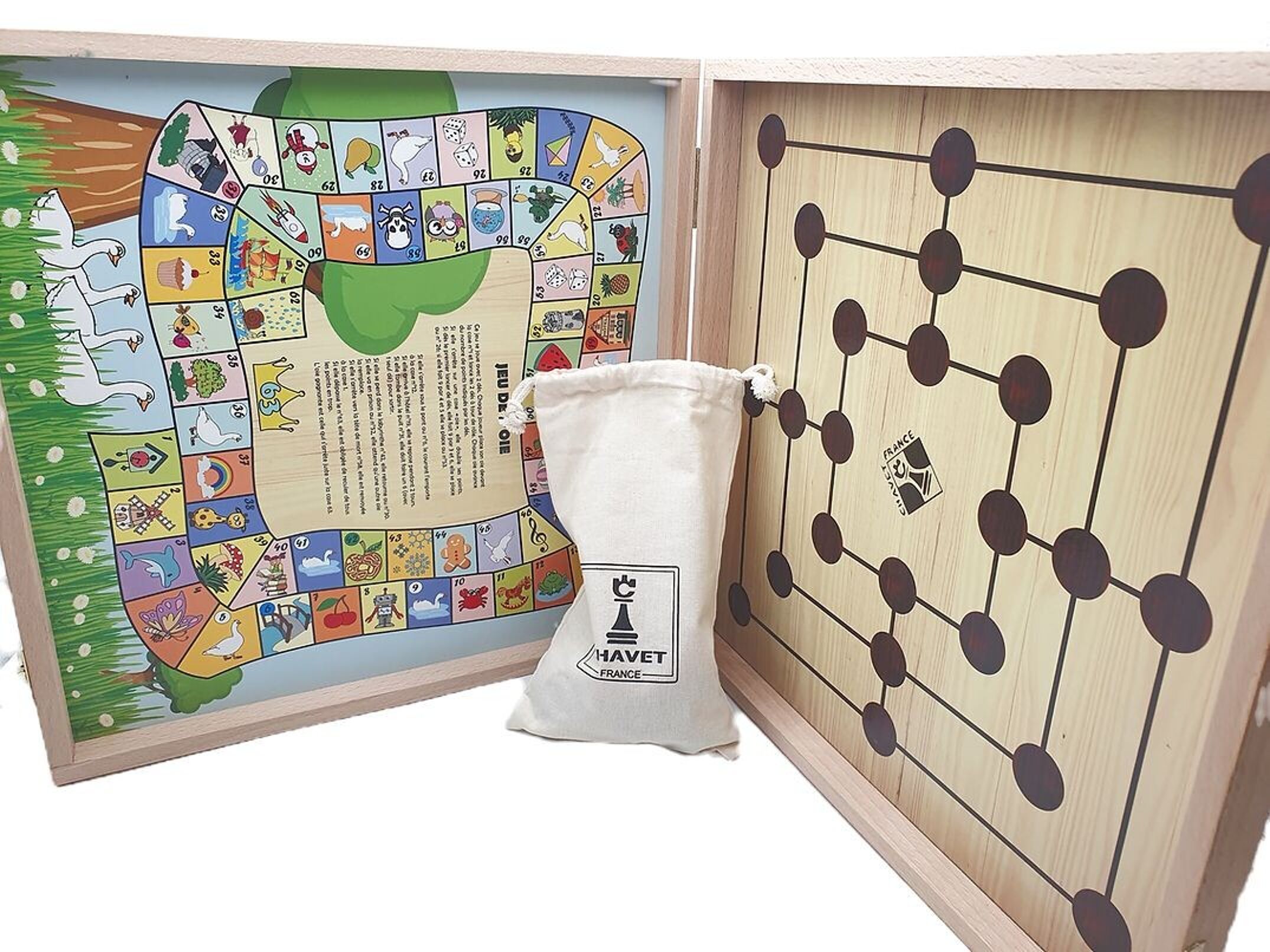 Coffret en bois de hêtre 4 jeux